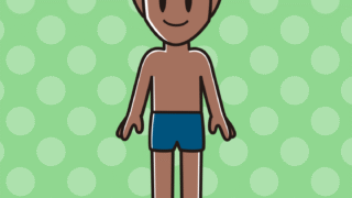 日焼けしたスクール水着の男性のイラスト【色、背景あり】PNG