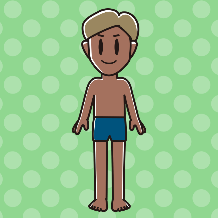 日焼けしたスクール水着の男性のイラスト【色、背景あり】PNG