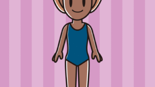 日焼けしたスクール水着の女性のイラスト【色、背景あり】PNG