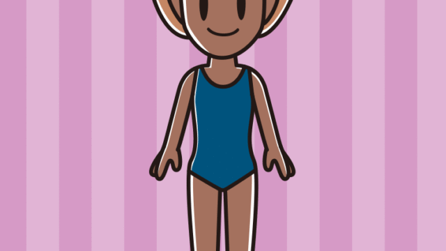 日焼けしたスクール水着の女性のイラスト【色、背景あり】PNG