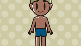 日焼けしたスクール水着の小学生男子のイラスト【色、背景あり】PNG