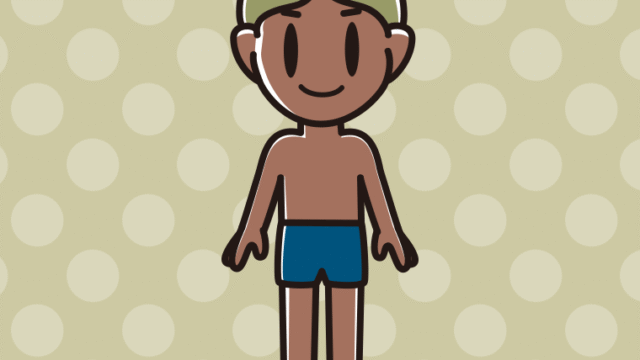 日焼けしたスクール水着の小学生男子のイラスト【色、背景あり】PNG