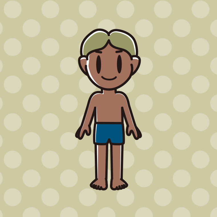 日焼けしたスクール水着の小学生男子のイラスト【色、背景あり】PNG