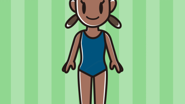 日焼けしたスクール水着の女子中学生のイラスト【色、背景あり】PNG