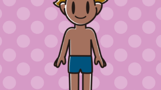 日焼けしたスクール水着の男子高校生のイラスト【色、背景あり】PNG