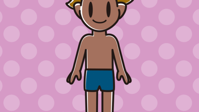 日焼けしたスクール水着の男子高校生のイラスト【色、背景あり】PNG