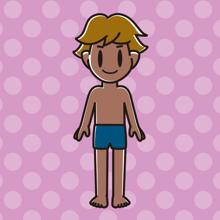 日焼けしたスクール水着の男子高校生のイラスト【色、背景あり】PNG