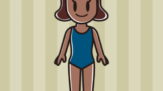 日焼けしたスクール水着の女子高校生のイラスト【色、背景あり】PNG