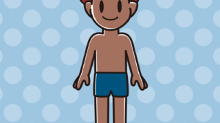 日焼けしたスクール水着の男子大学生のイラスト【色、背景あり】PNG