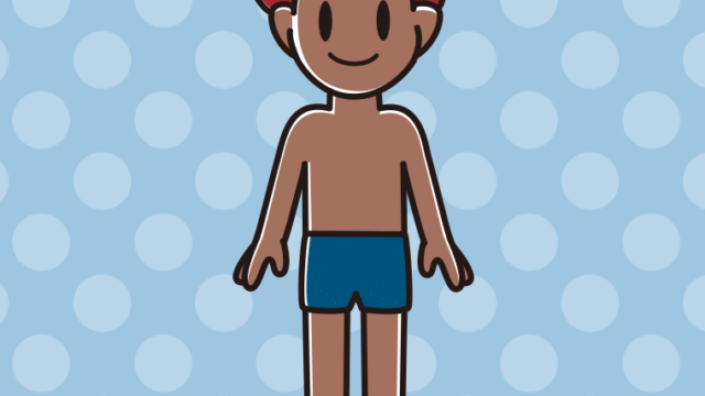 日焼けしたスクール水着の男子大学生のイラスト【色、背景あり】PNG