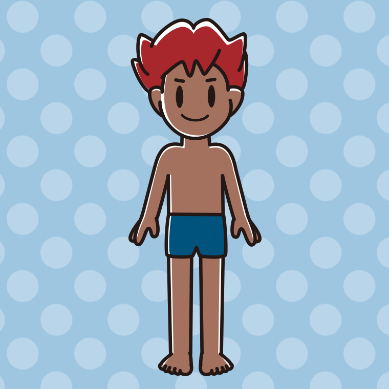 日焼けしたスクール水着の男子大学生のイラスト【色、背景あり】PNG