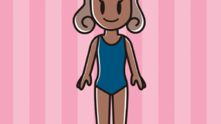 日焼けしたスクール水着の女子大学生のイラスト【色、背景あり】PNG