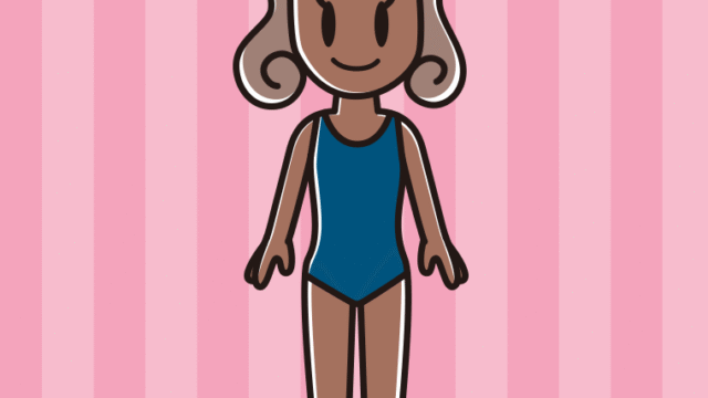 日焼けしたスクール水着の女子大学生のイラスト【色、背景あり】PNG