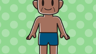 日焼けしたスクール水着のおじさんのイラスト【色、背景あり】PNG