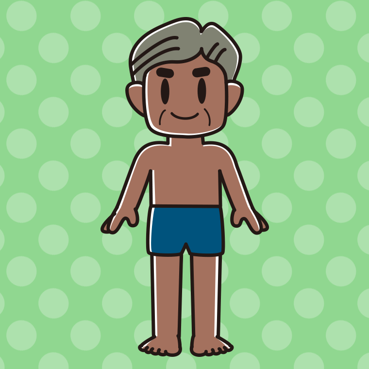 日焼けしたスクール水着のおじさんのイラスト【色、背景あり】PNG