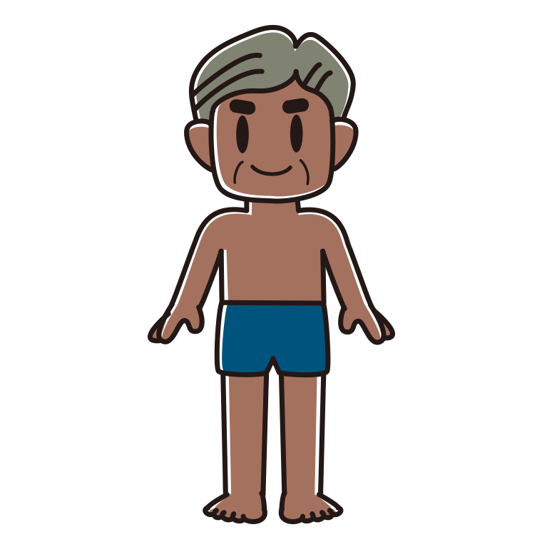 日焼けしたスクール水着のおじさんのイラスト【色あり、背景なし】透過PNG