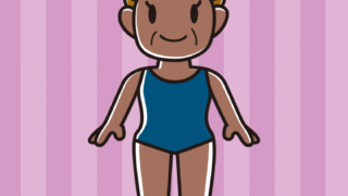 日焼けしたスクール水着のおばさんのイラスト【色、背景あり】PNG