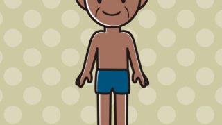 日焼けしたスクール水着のおじいさんのイラスト【色、背景あり】PNG