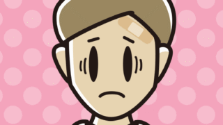 絆創膏を貼って困る男性のイラスト【色、背景あり】PNG