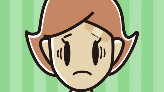 絆創膏を貼って困る女性のイラスト【色、背景あり】PNG