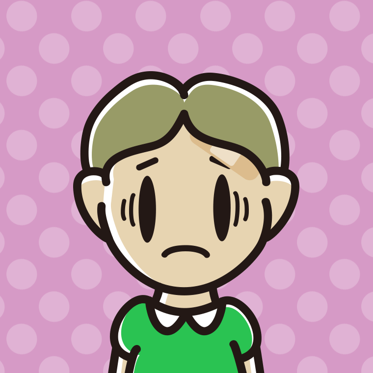絆創膏を貼って困る小学生男子のイラスト【色、背景あり】PNG