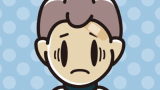 絆創膏を貼って困る男子中学生のイラスト【色、背景あり】PNG