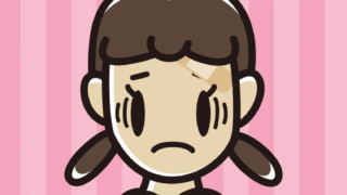 絆創膏を貼って困る女子中学生のイラスト【色、背景あり】PNG