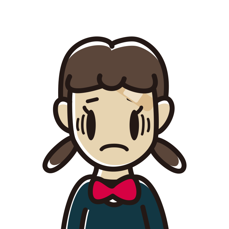 絆創膏を貼って困る女子中学生のイラスト【色あり、背景なし】透過PNG