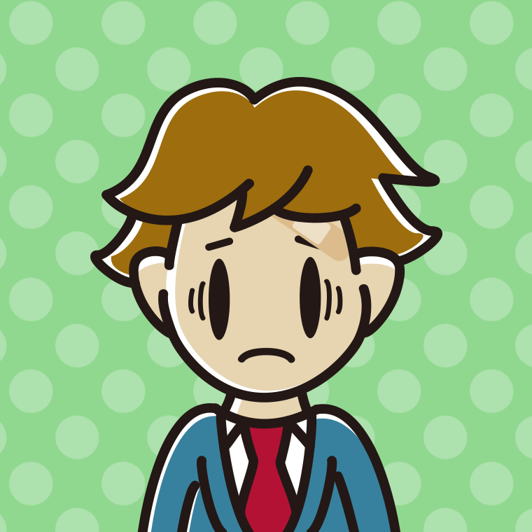 絆創膏を貼って困る男子高校生のイラスト【色、背景あり】PNG