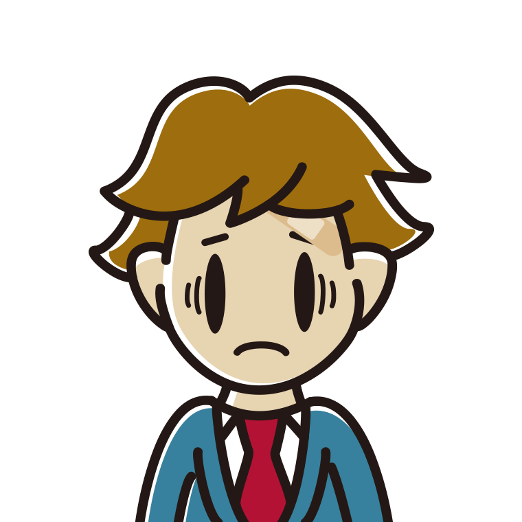 絆創膏を貼って困る男子高校生のイラスト【色あり、背景なし】透過PNG