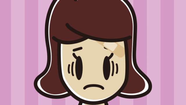 絆創膏を貼って困る女子高校生のイラスト【色、背景あり】PNG