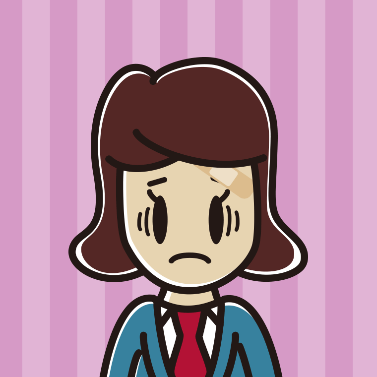 絆創膏を貼って困る女子高校生のイラスト【色、背景あり】PNG