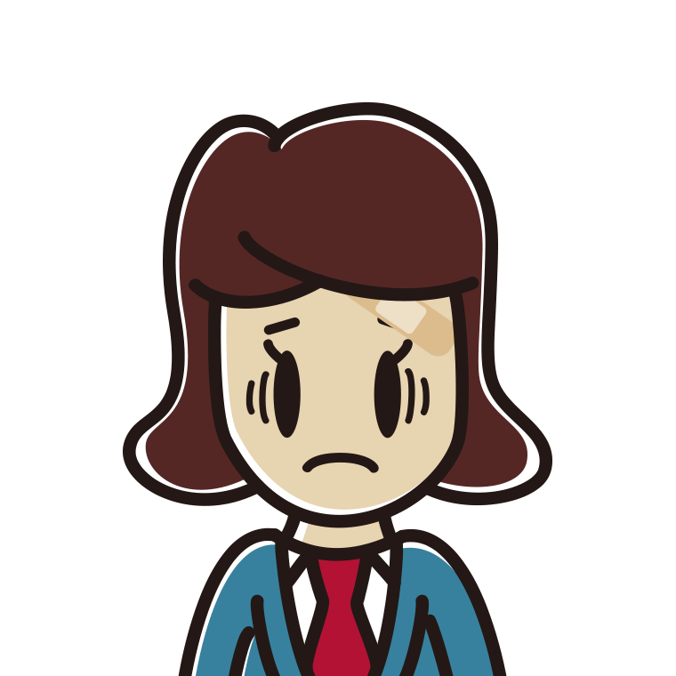 絆創膏を貼って困る女子高校生のイラスト【色あり、背景なし】透過PNG