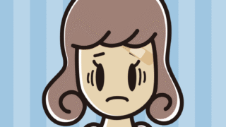 絆創膏を貼って困る女子大学生のイラスト【色、背景あり】PNG