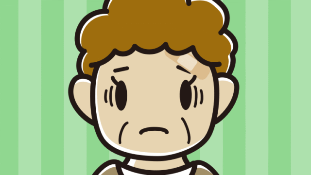 絆創膏を貼って困るおばさんのイラスト【色、背景あり】PNG