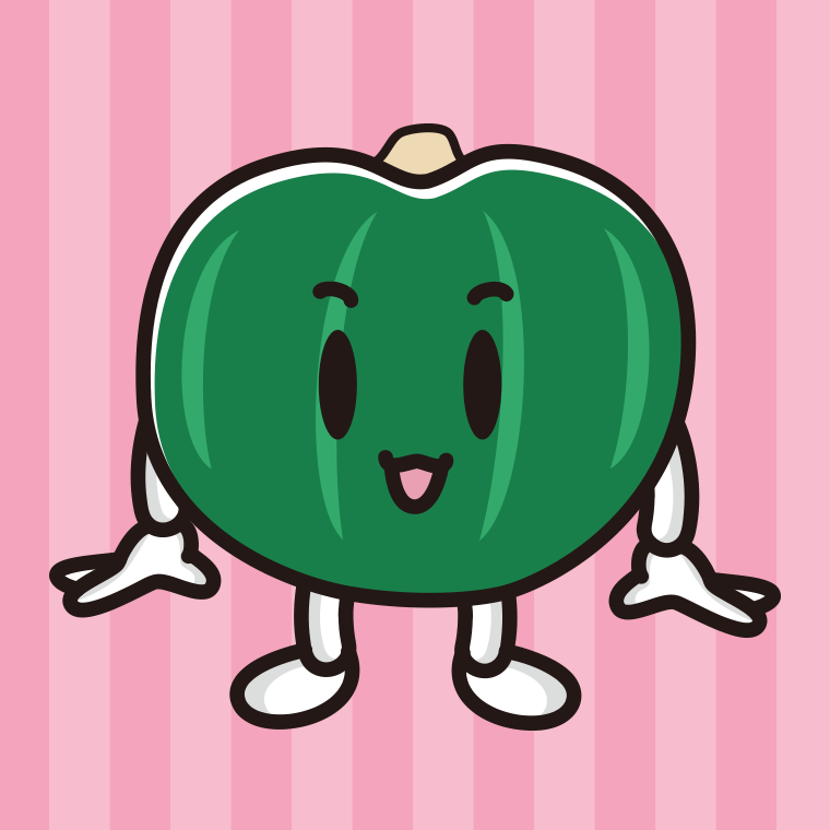 かわいいカボチャちゃんのイラスト【色、背景あり】PNG