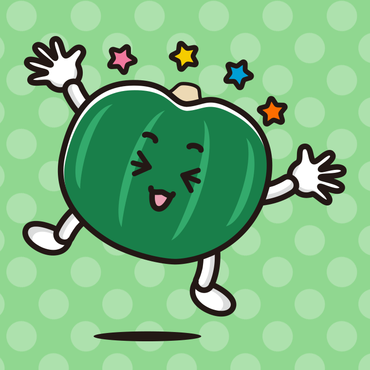 喜ぶカボチャちゃんのイラスト【色、背景あり】PNG