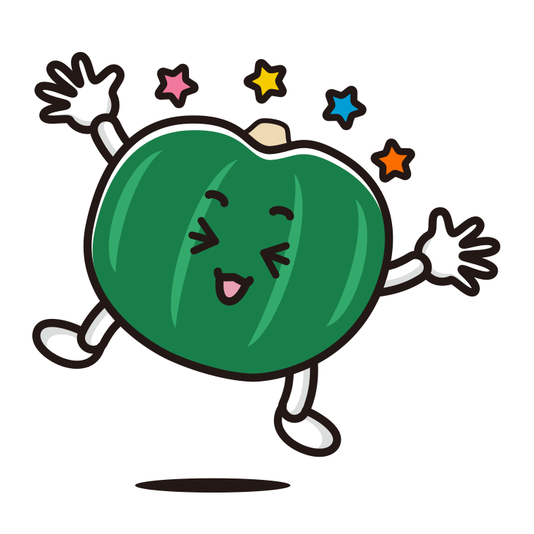 喜ぶカボチャちゃんのイラスト【色あり、背景なし】透過PNG