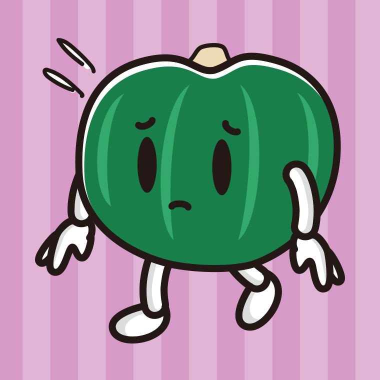 悲しそうなカボチャちゃんのイラスト【色、背景あり】PNG