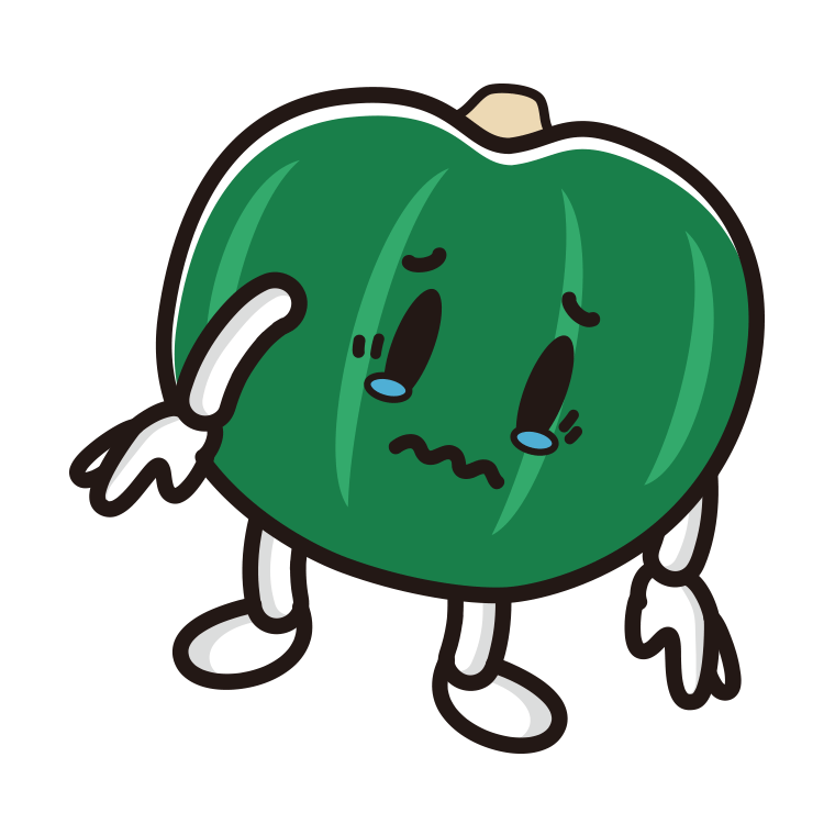 泣くカボチャちゃんのイラスト【色あり、背景なし】透過PNG