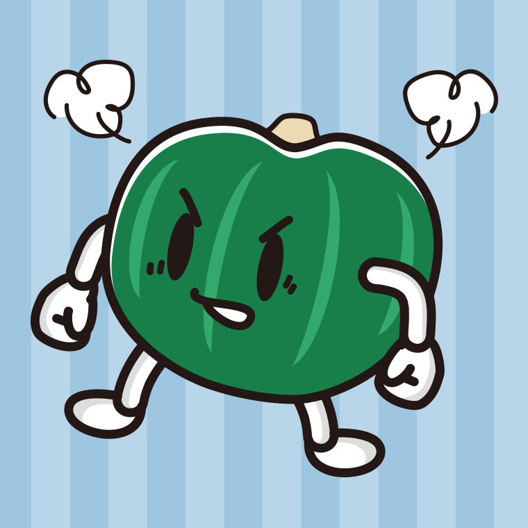怒るカボチャちゃんのイラスト【色、背景あり】PNG