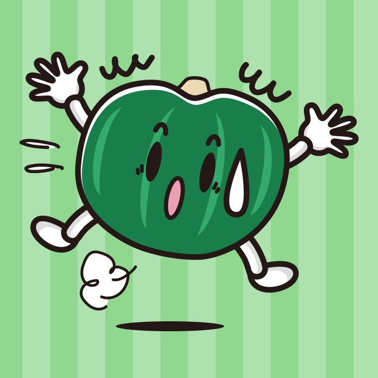 驚くカボチャちゃんのイラスト【色、背景あり】PNG