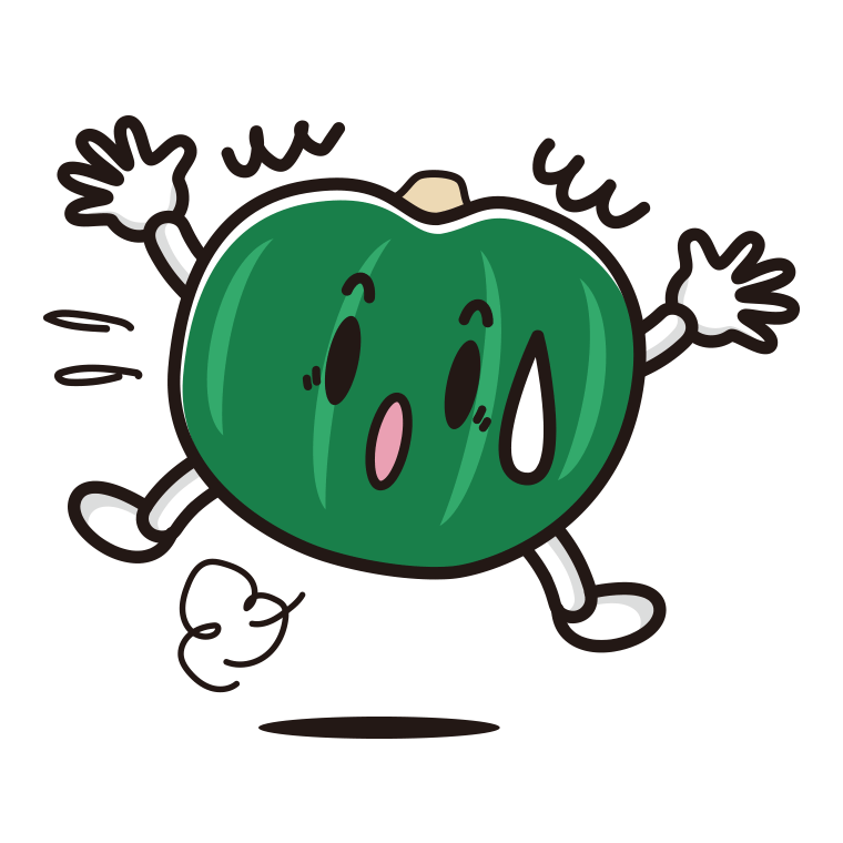 驚くカボチャちゃんのイラスト【色あり、背景なし】透過PNG