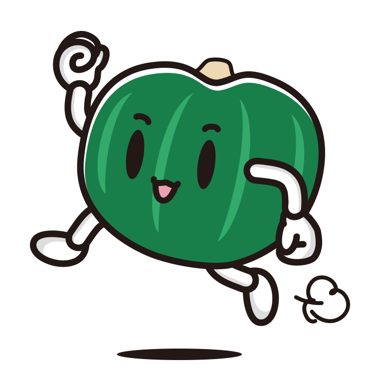 走るカボチャちゃんのイラスト【色あり、背景なし】透過PNG