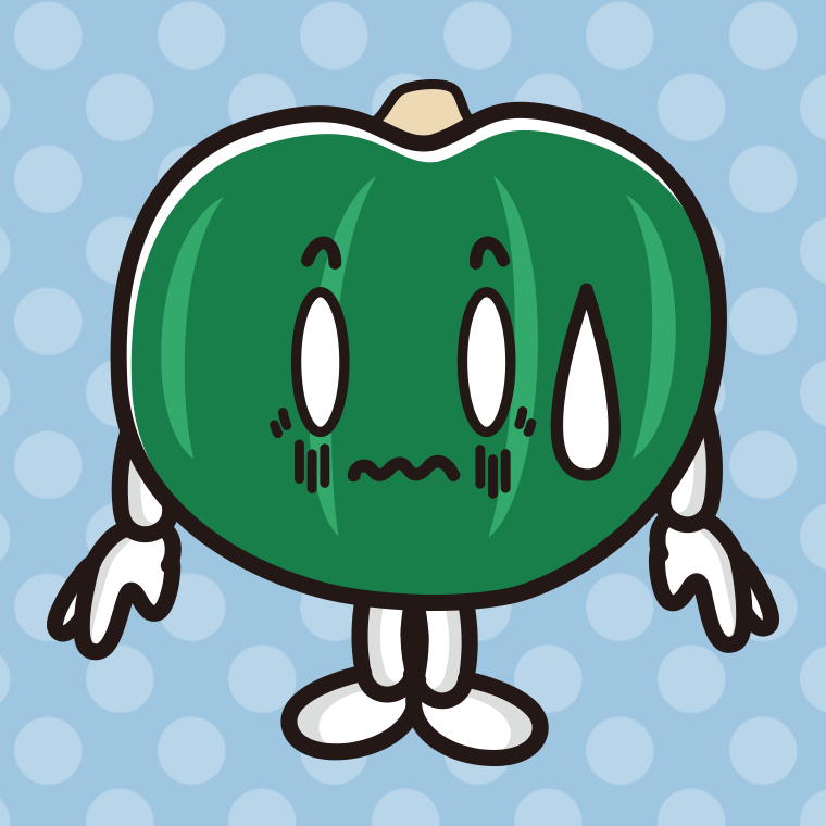 ショックを受けるカボチャちゃんのイラスト【色、背景あり】PNG