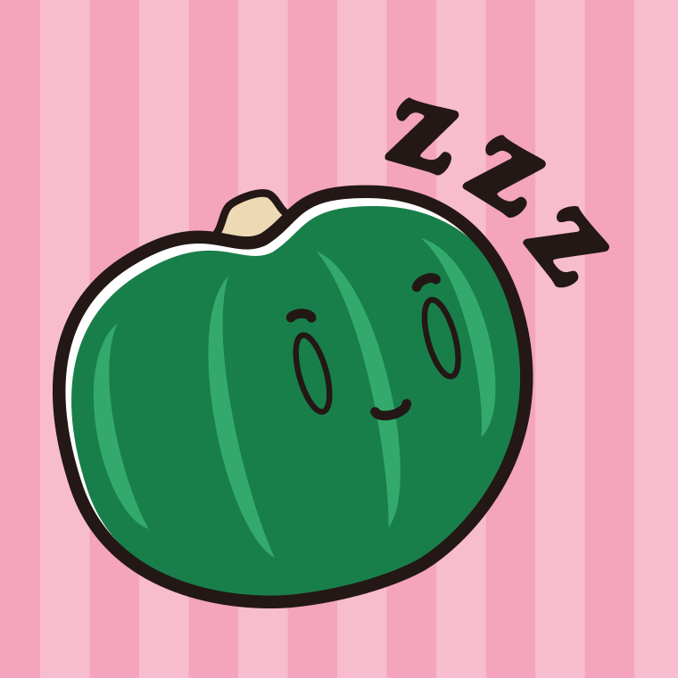 眠るカボチャちゃんのイラスト【色、背景あり】PNG