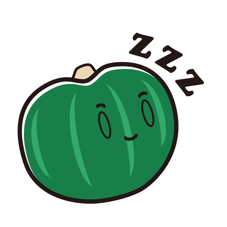 眠るカボチャちゃんのイラスト【色あり、背景なし】透過PNG