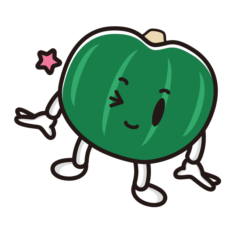 ウインクするカボチャちゃんのイラスト【色あり、背景なし】透過PNG