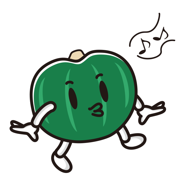 口笛を吹くカボチャちゃんのイラスト【色あり、背景なし】透過PNG