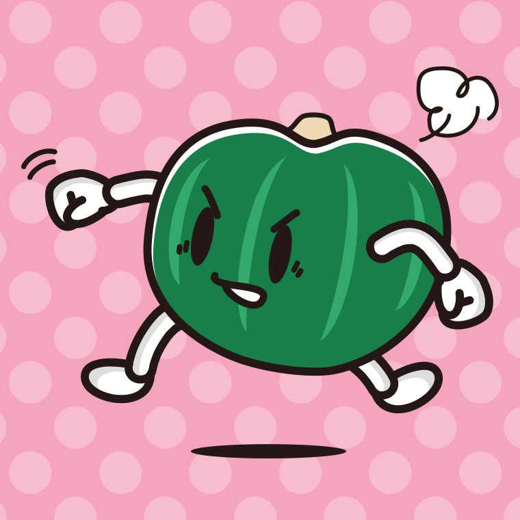 パンチするカボチャちゃんのイラスト【色、背景あり】PNG